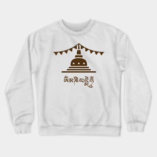 Tibetan Stupa Om Mani Padme Hum - Dark Crewneck Sweatshirt